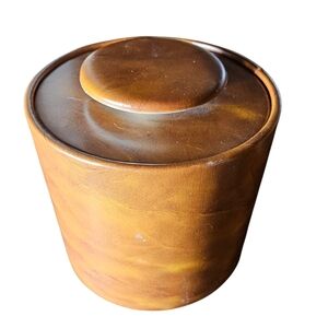 Mid Century Elmar MFG Los Angeles  Brown Vinyl Ice Bucket.